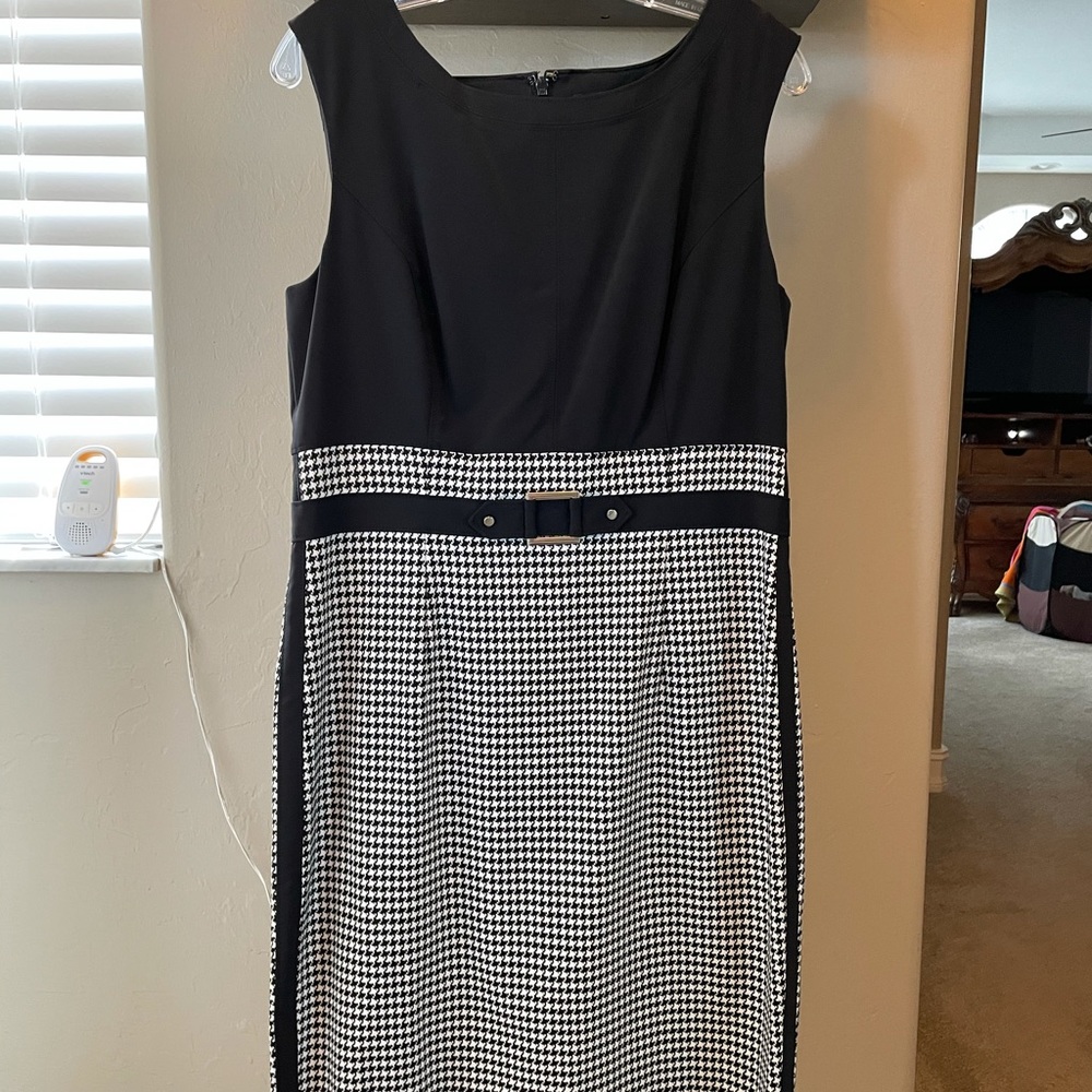 Black and Herringbone knee length dress